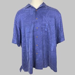Tommy Bahama 2XB Blue Silk Palm Jacquard Shirt